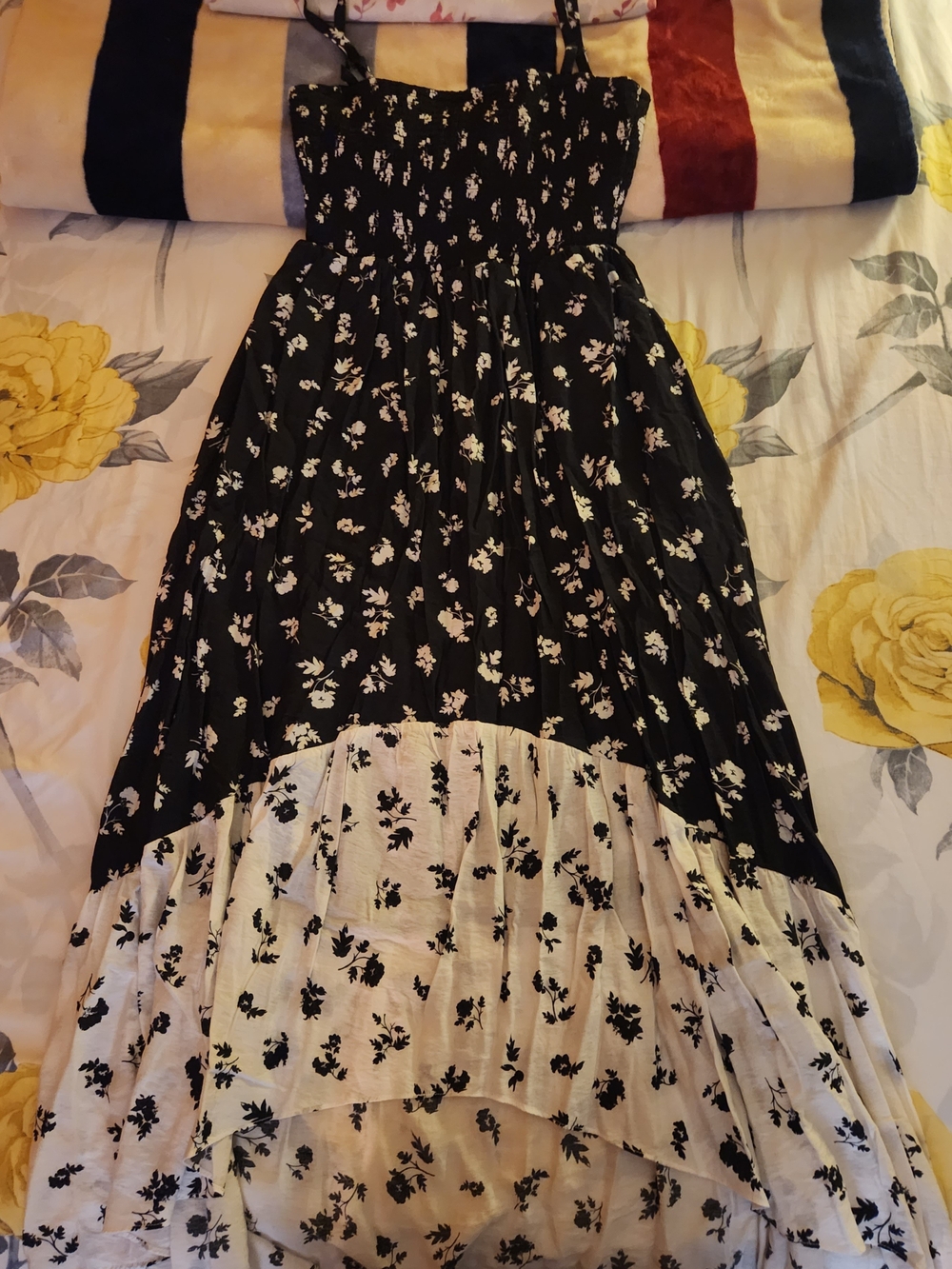Floral Black and White Maxi Sun Dress
